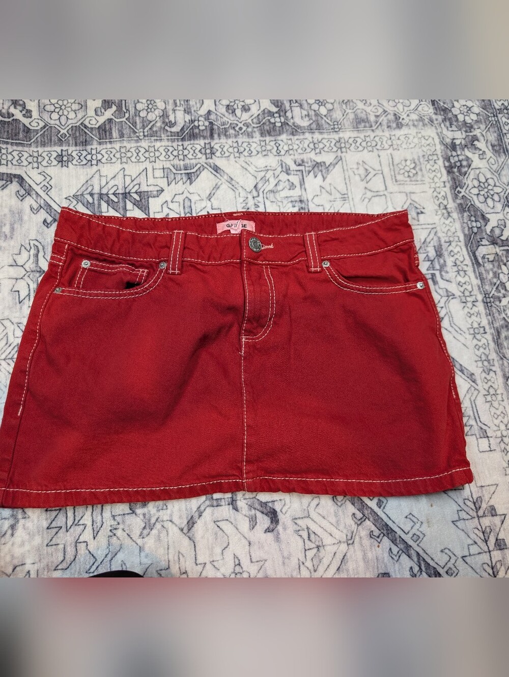 Garage Red Denim Mini Skirt Size Medium